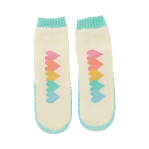 Casaideas Kids Shearling Knit Slipper Socks Size 22CM Green Chevron Rainbow